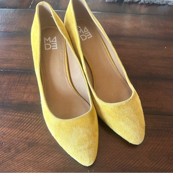 Shoes - Women's Yellow Suede Heels